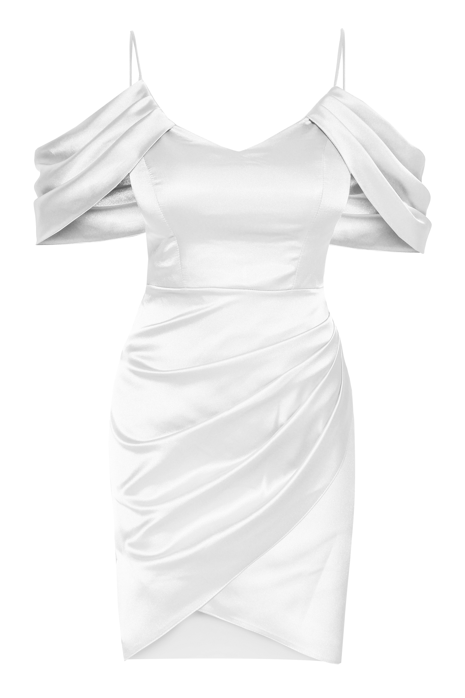 White plus size satin short sleeve mini dress