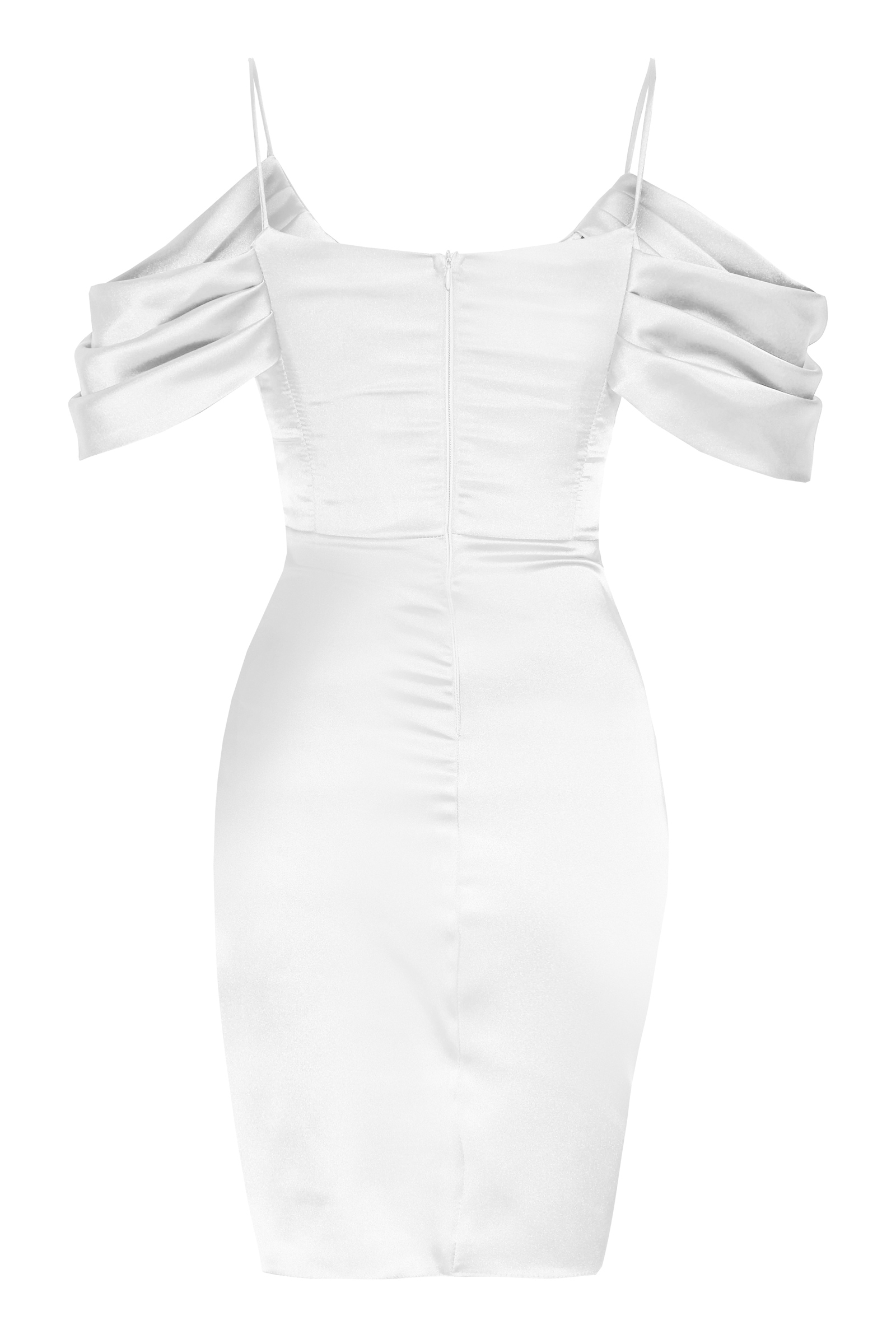 White plus size satin short sleeve mini dress