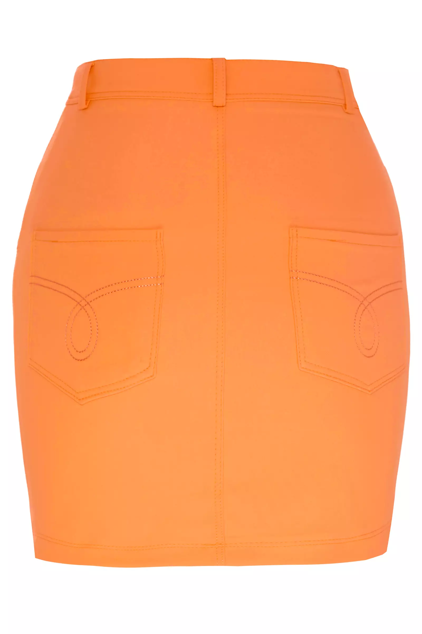 Orange crepe mini skirt