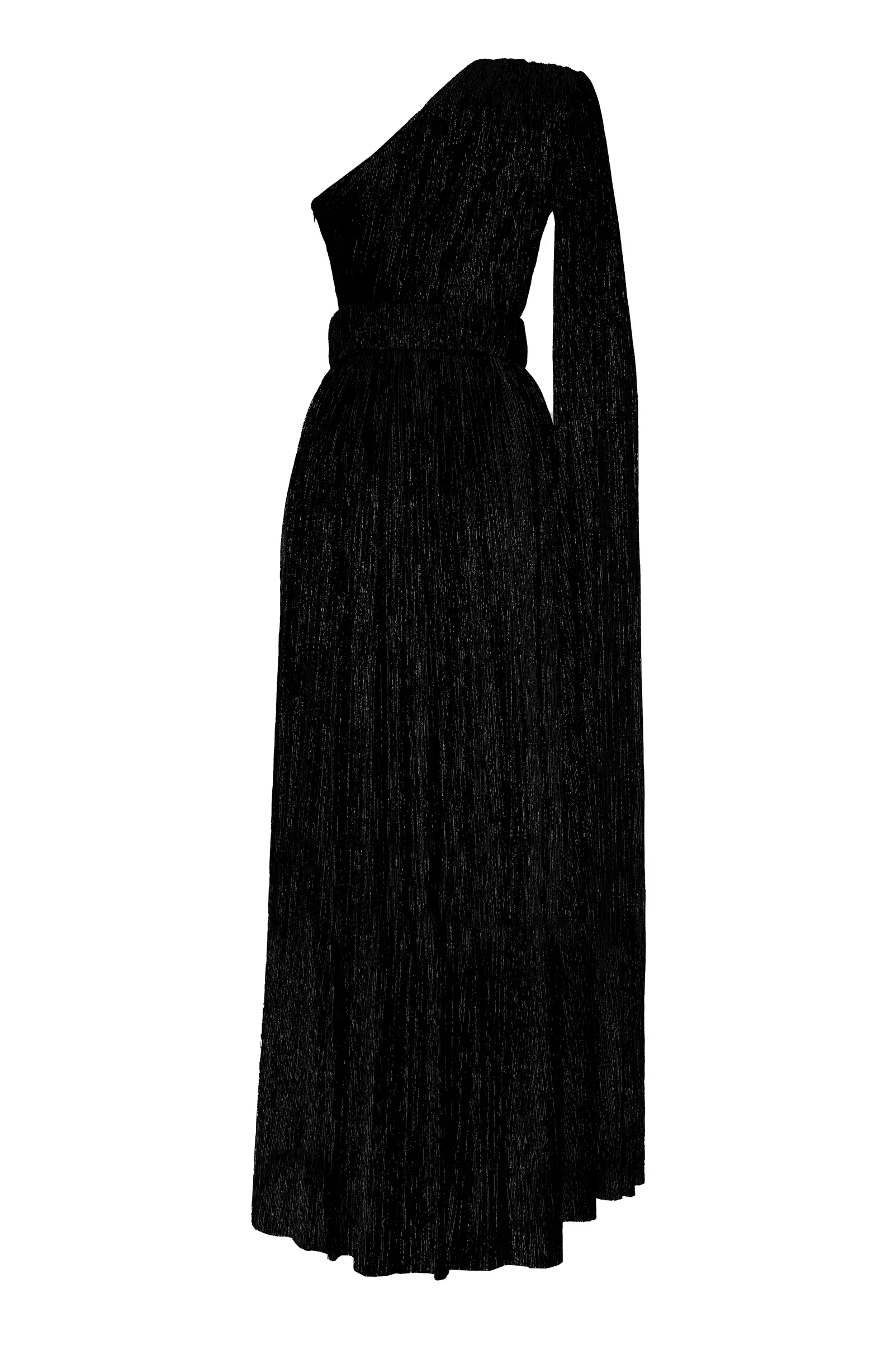 Black plus size moonlight one arm maxi dress