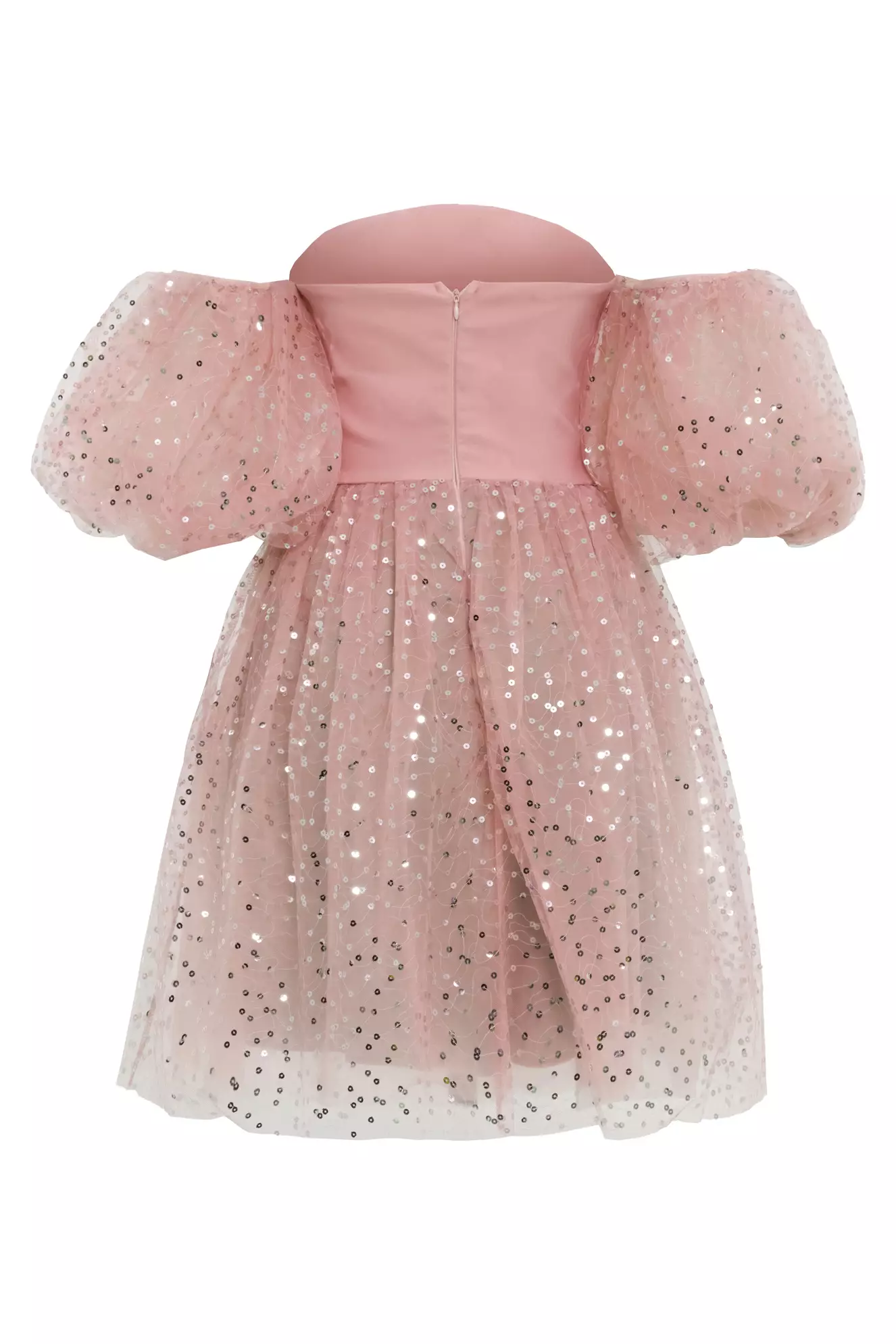 Blush pul payetli krep short sleeve mini dress