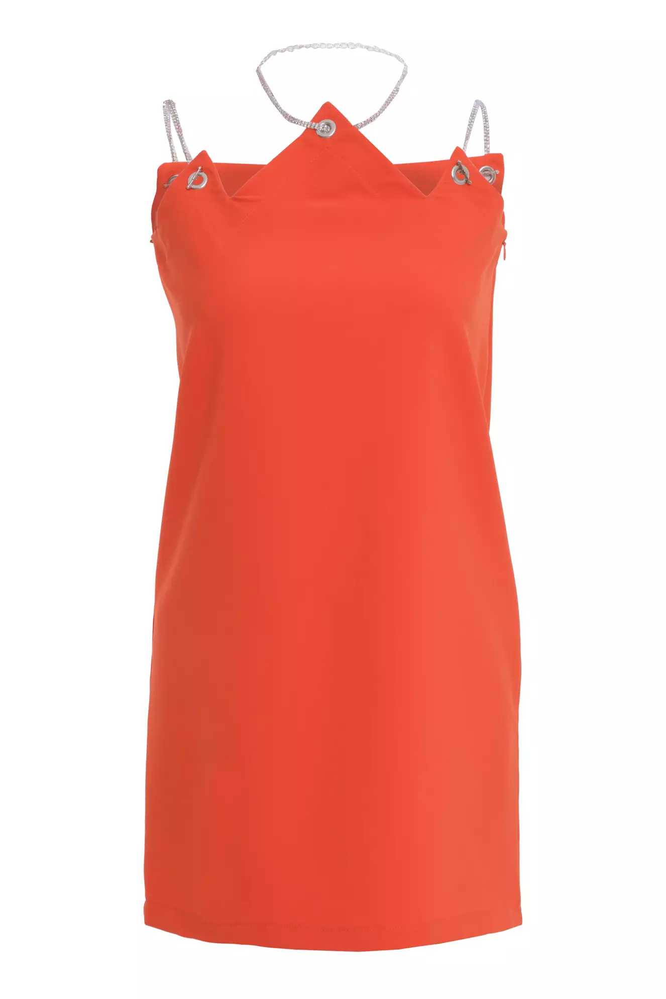 Orange crepe sleeveless mini dress