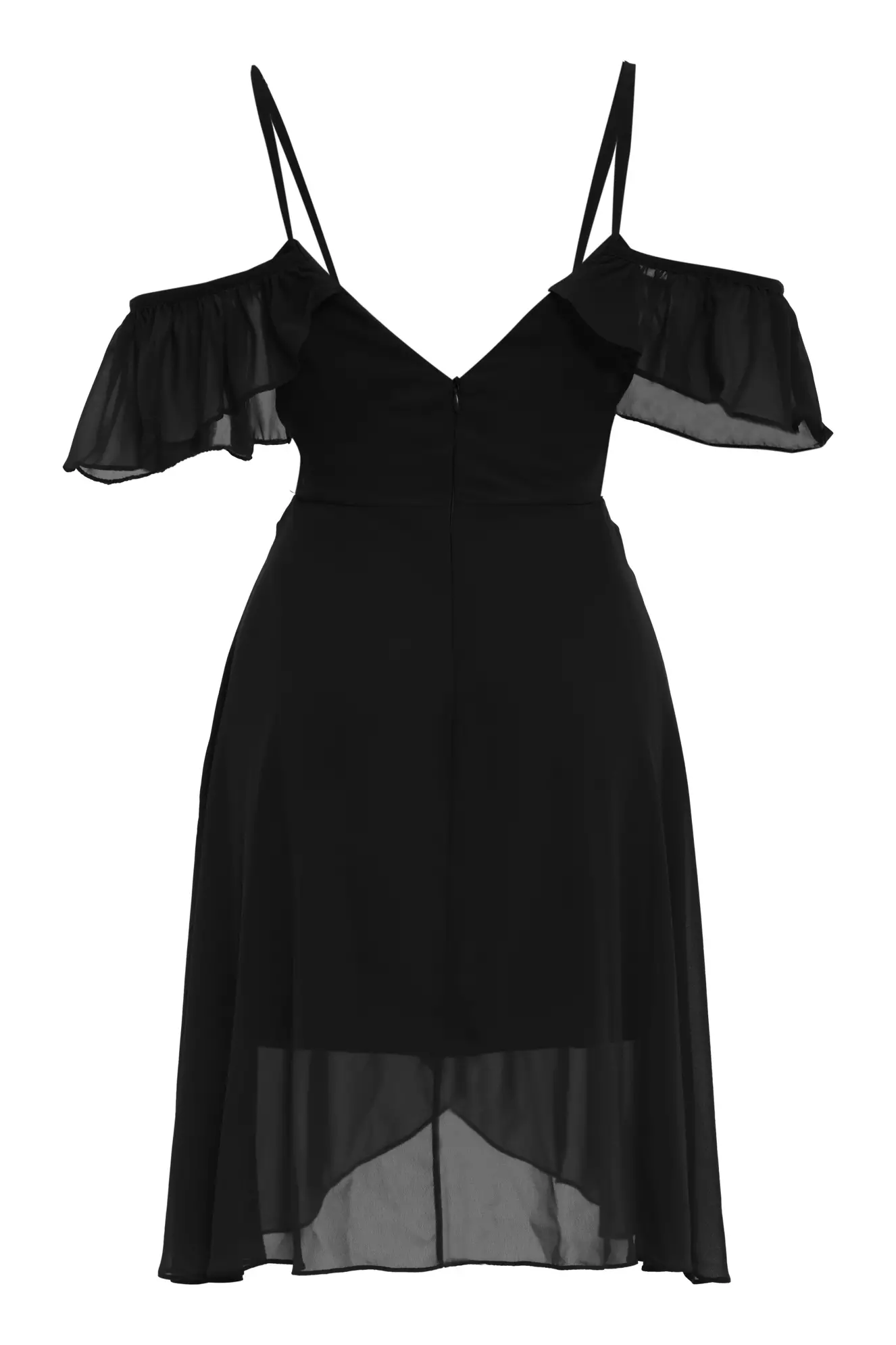Black sifon short sleeve mini dress