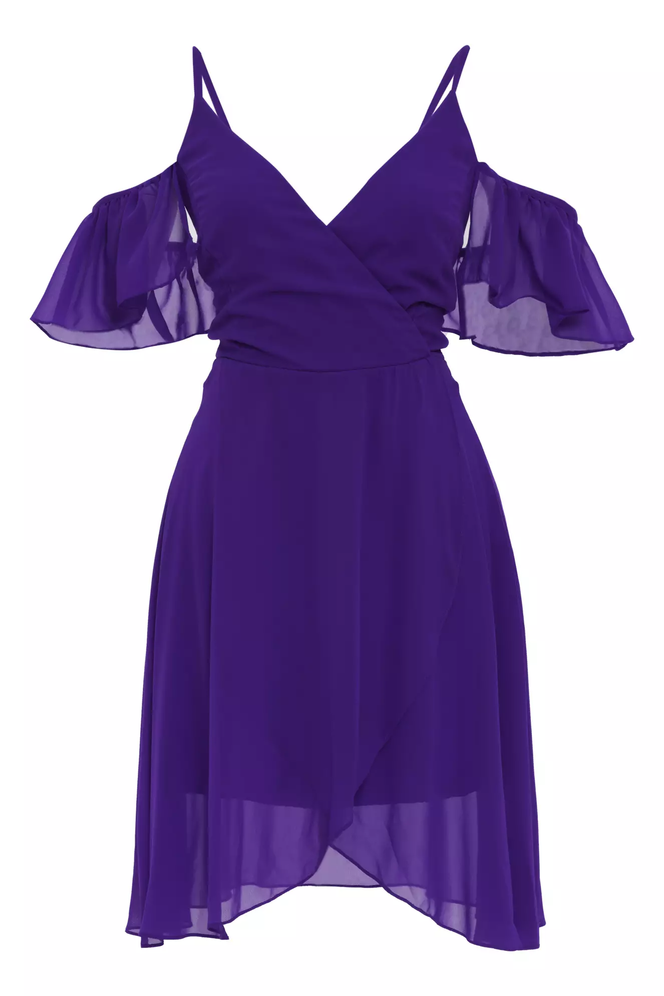 Purple sifon short sleeve mini dress