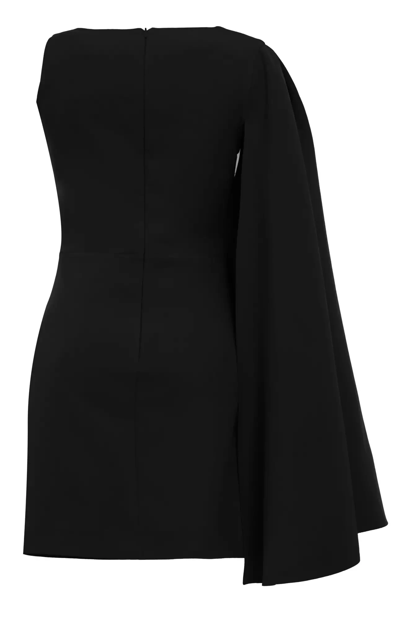 Black crepe one arm mini dress