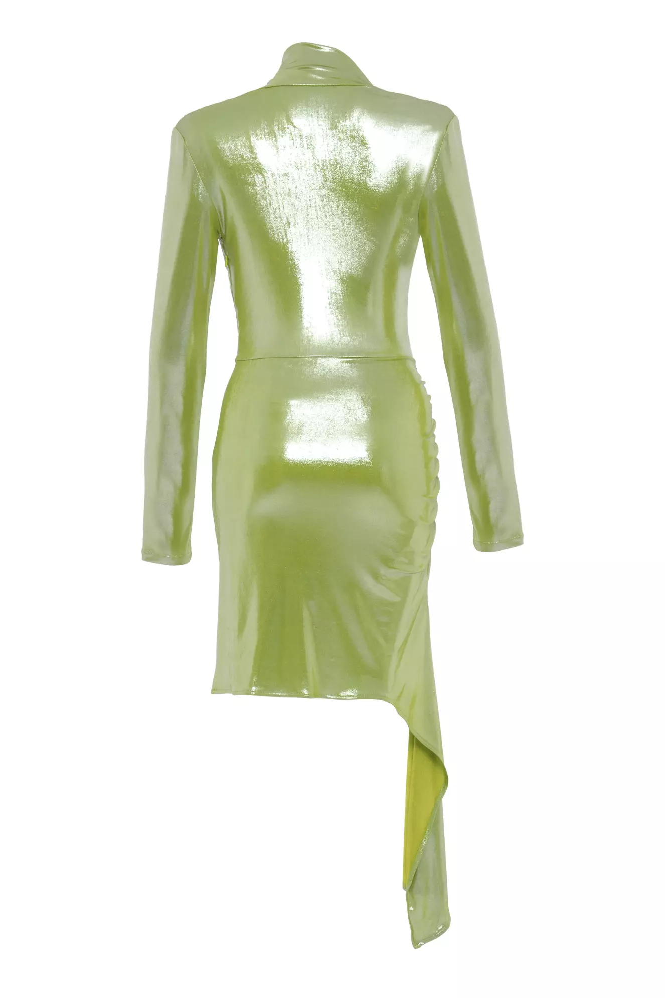 Pistachio green knitted long sleeve mini dress