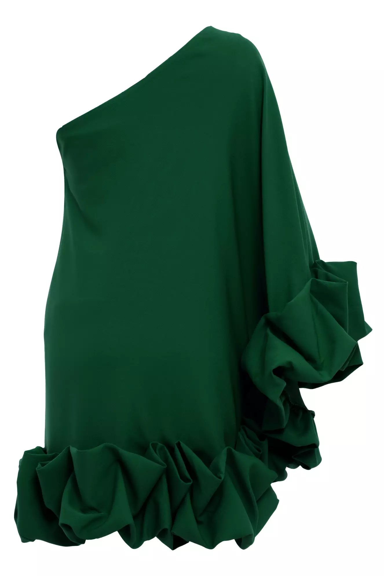 Green crepe one arm mini dress