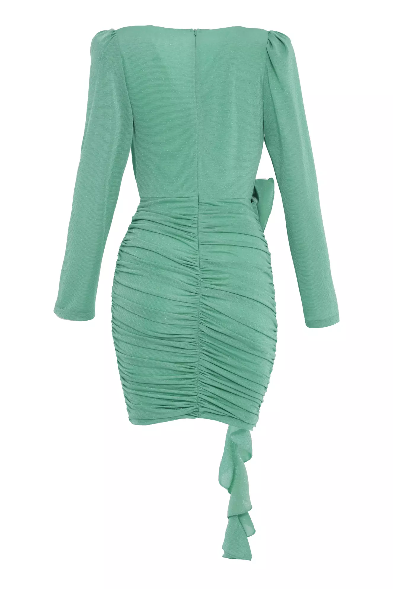 Green knitted long sleeve mini dress
