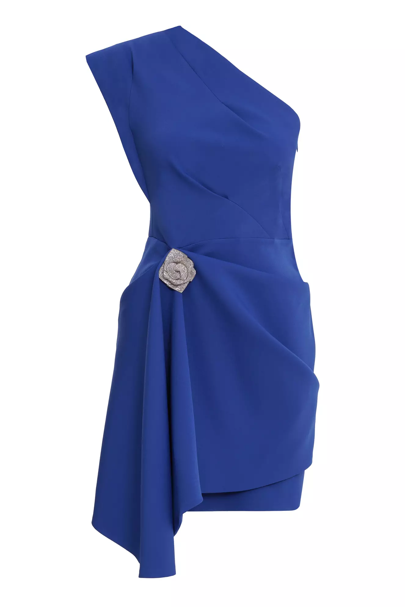 Blue crepe one arm mini dress