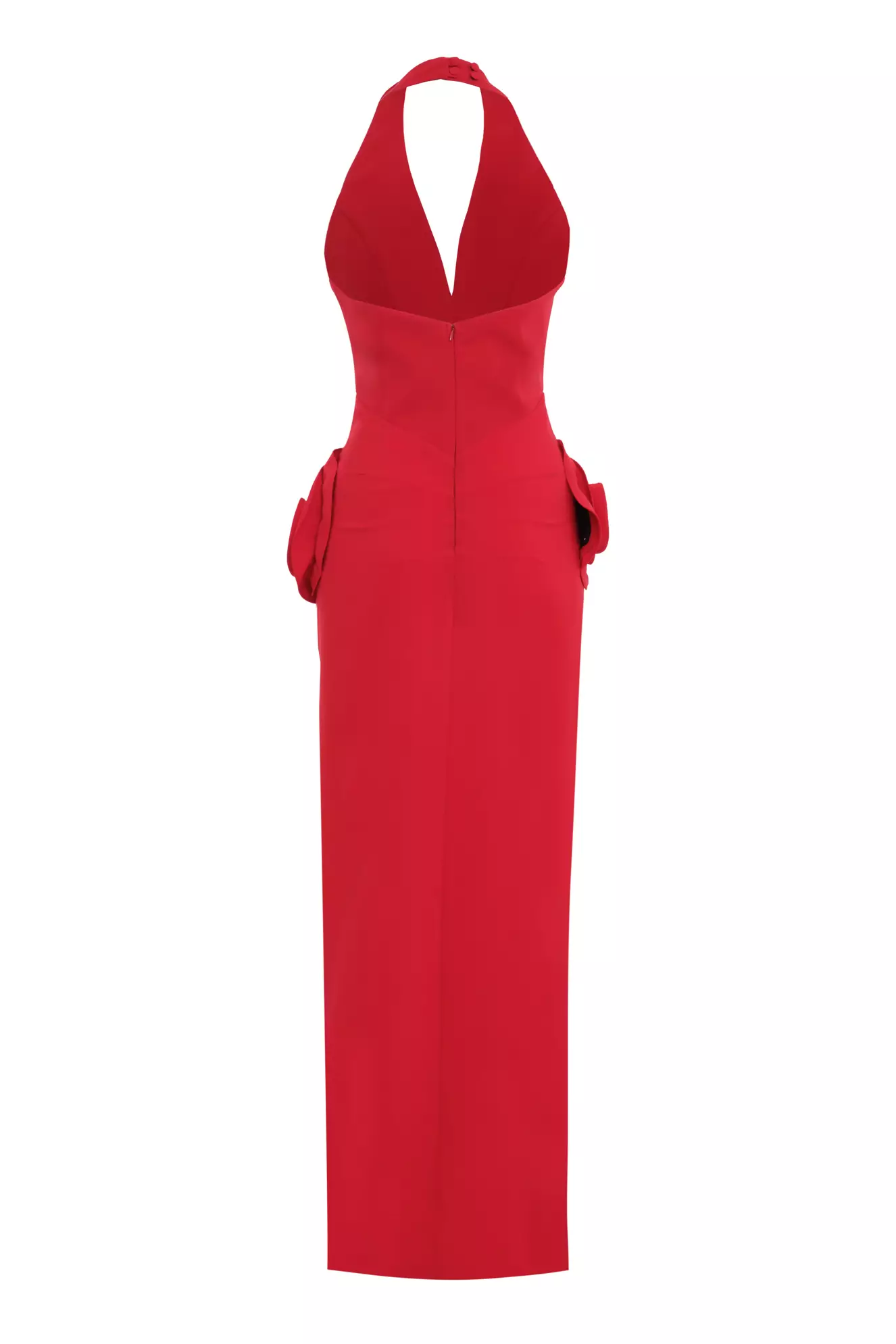 Red crepe sleeveless long dress
