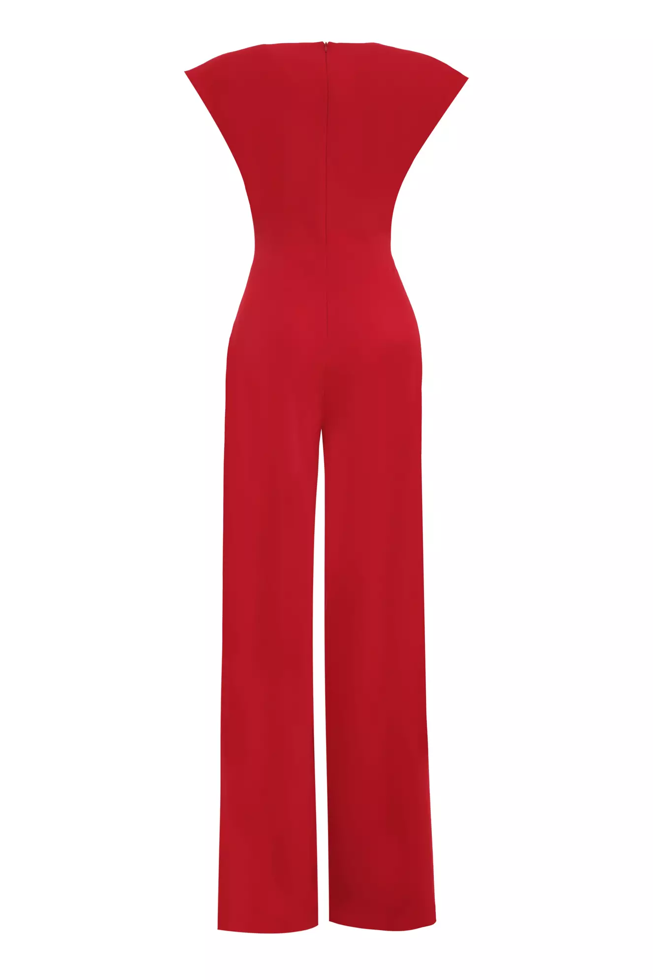 Red knitted sleeveless long suit
