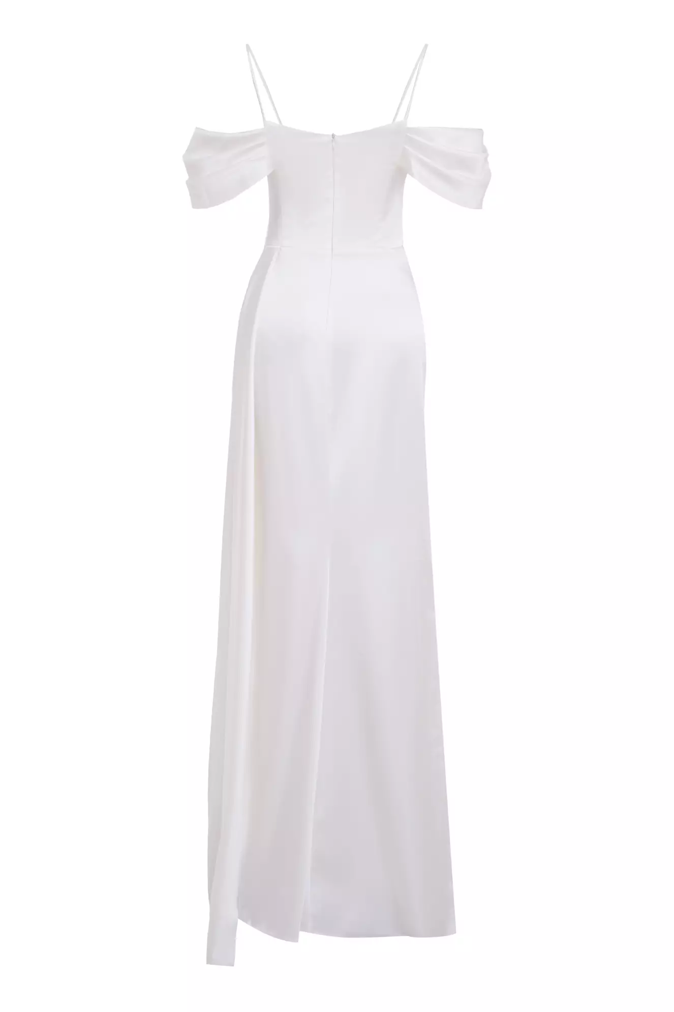 White satin sleeveless long dress