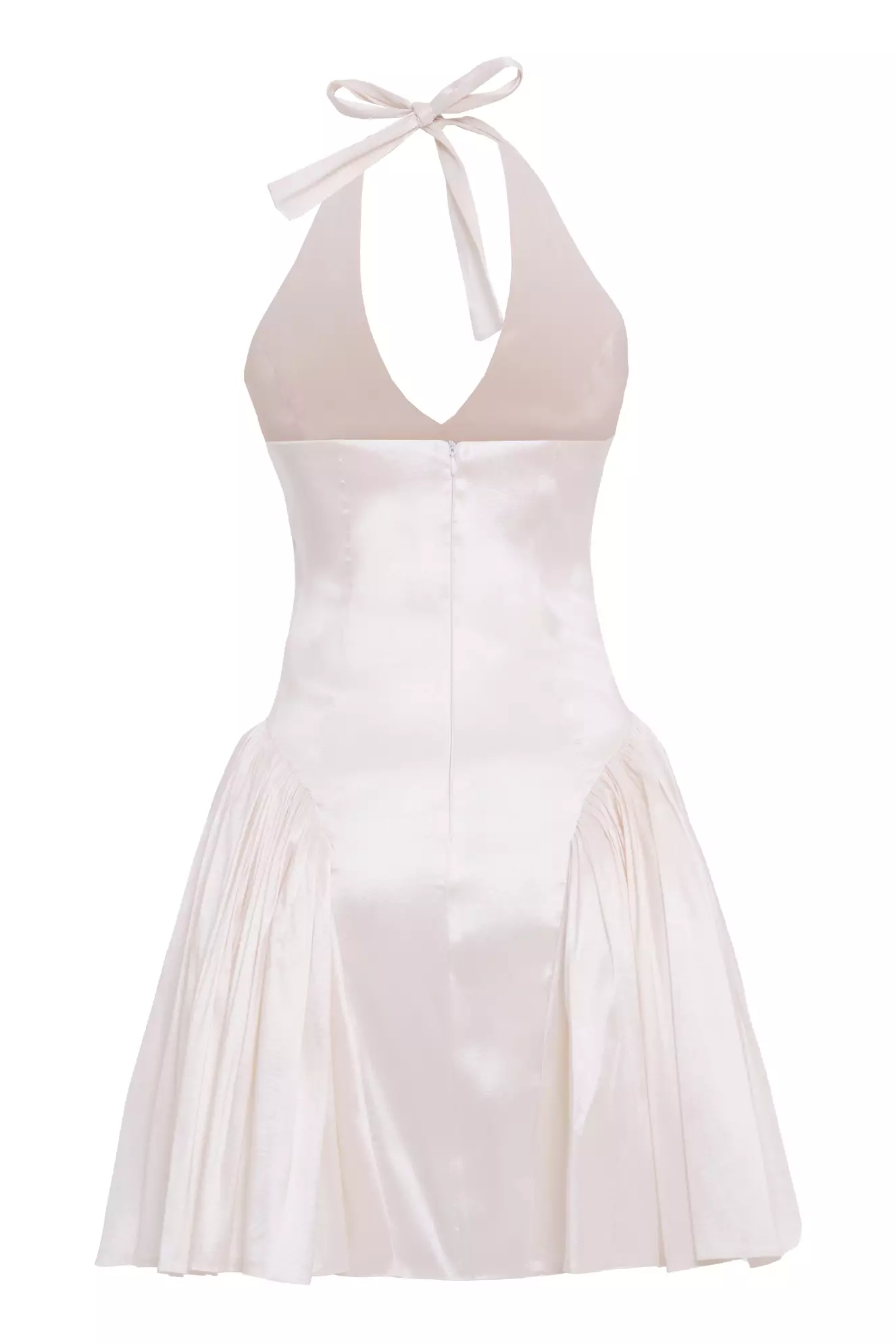 White tafta sleeveless mini dress