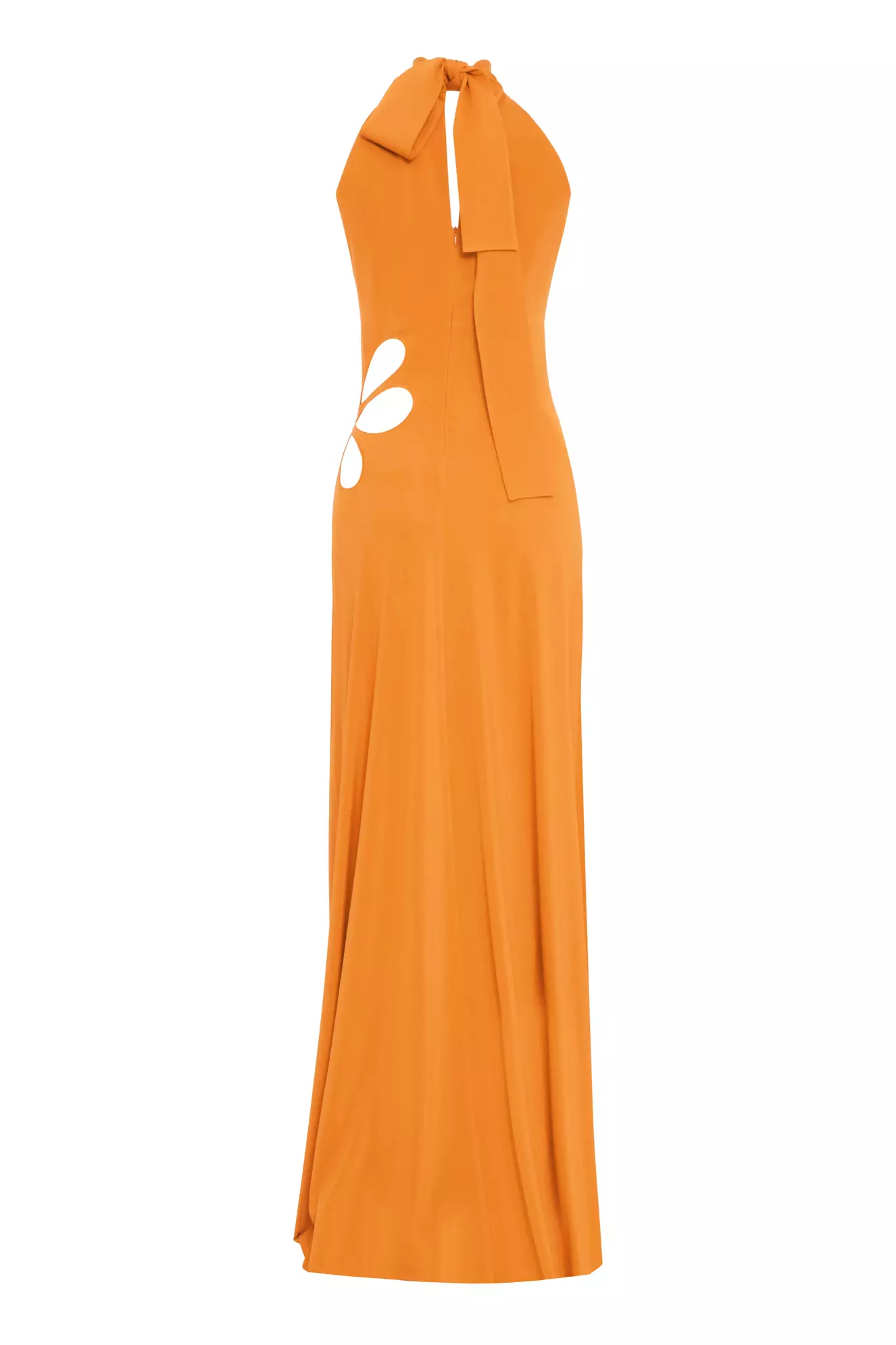 Orange crepe sleeveless long dress